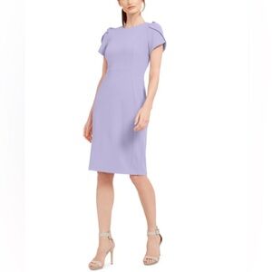 💜 NWT! Lavender CALVIN KLEIN Tulip Sleeve Sheath Dress - Size 10
